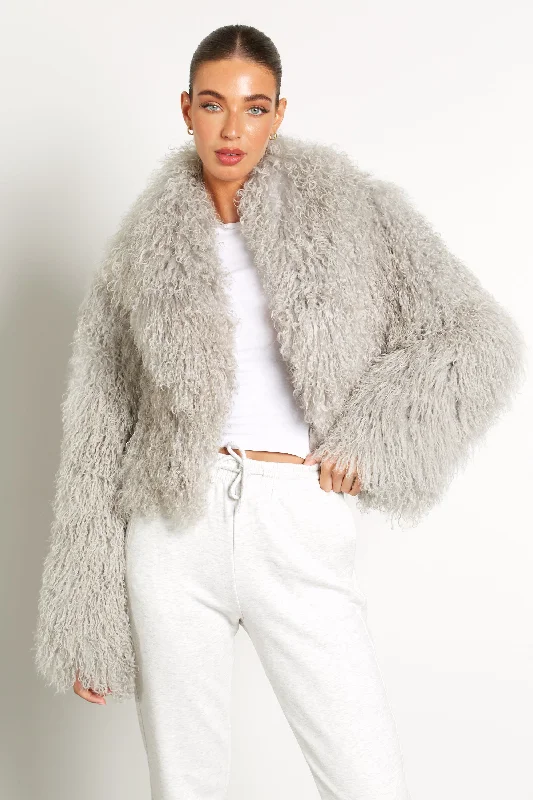 Elsa Cropped Mongolian Fur Coat