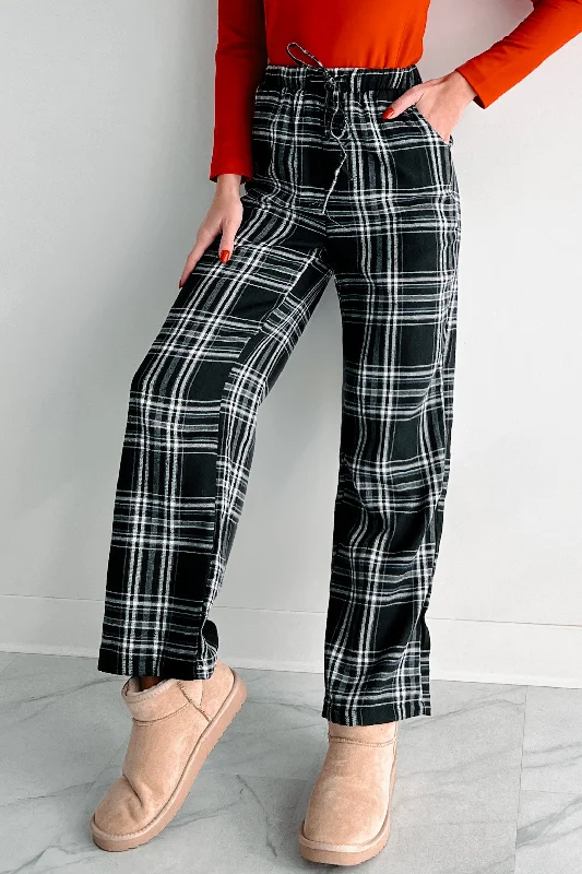 DOORBUSTER I Overslept Plaid Pajama Pants (Black)