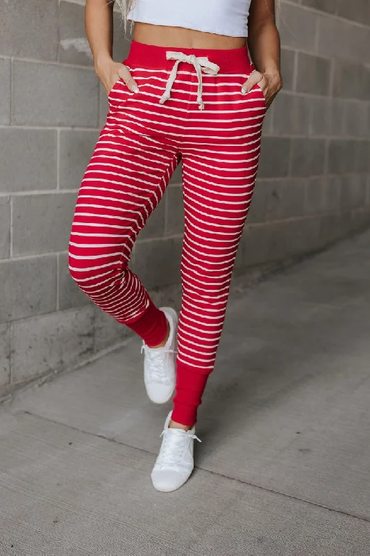 New & Improved Joggers- Peppermint Stripe