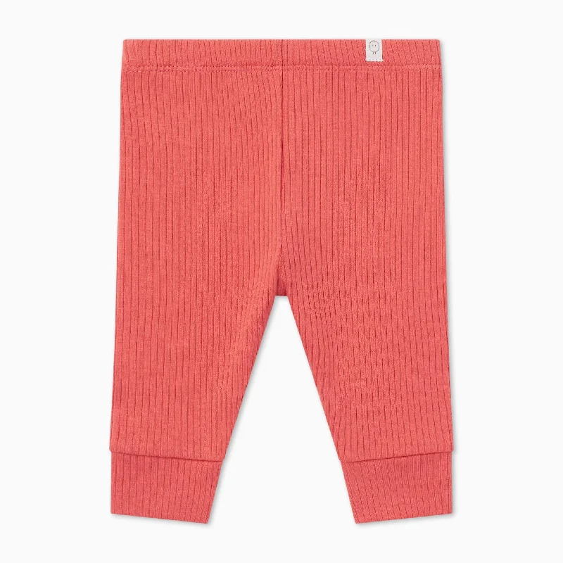 Coral Ribbed Leggings