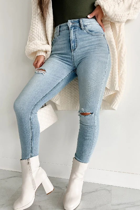 Darcy Sneak Peek High Rise Crop Skinny Jeans (Light Wash)