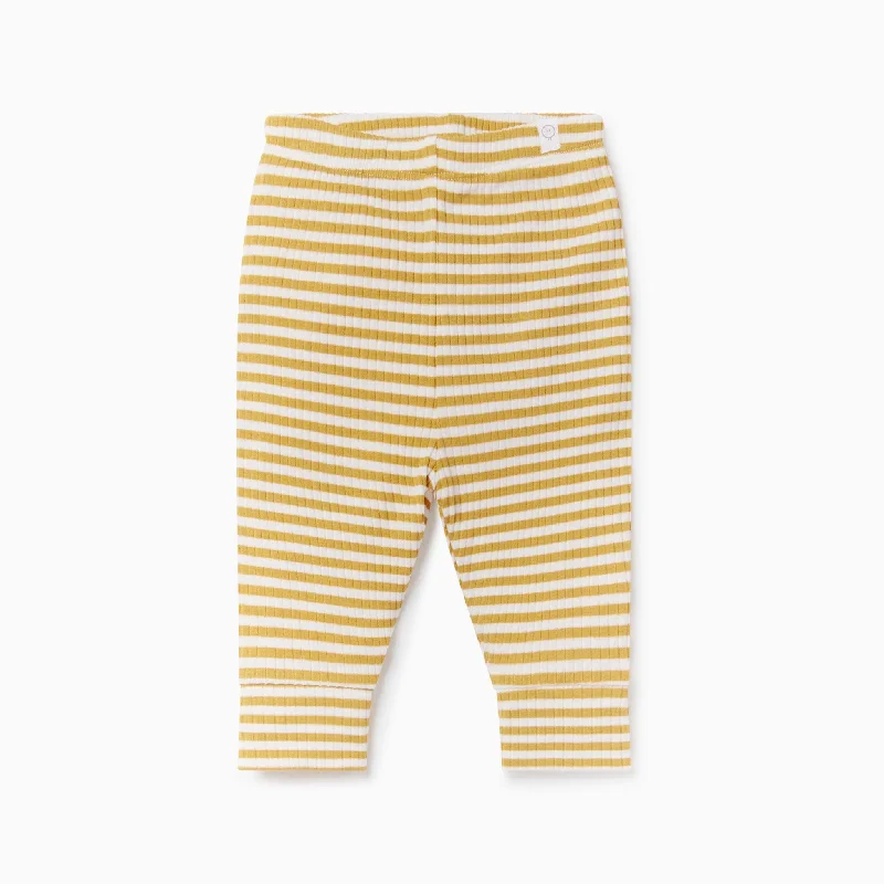 Mustard Stripe Ribbed Leggings