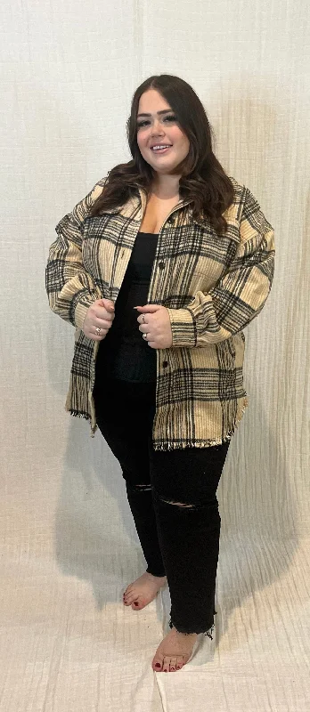 Ashleigh Plaid Woven Jacket | BEIGE