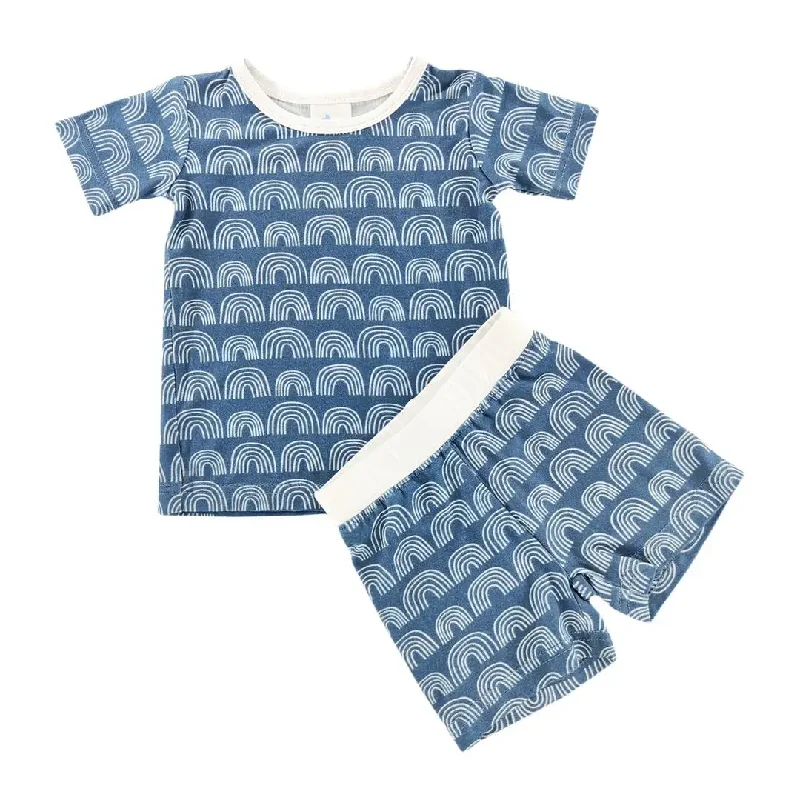 Blue Rainbows Bamboo Shorts Set