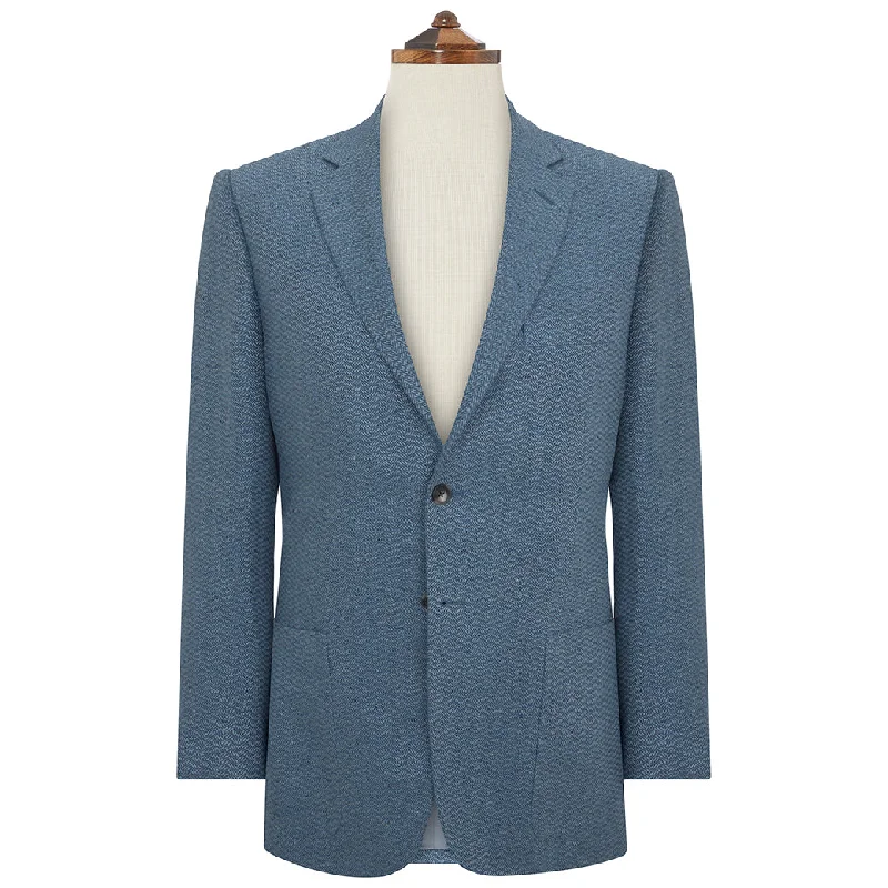 Edgar Blue Textured Herringbone Jacket