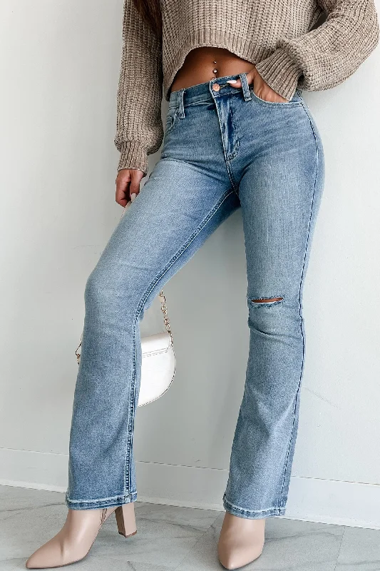 Cressida Mid-Rise Sneak Peek Bootcut Jeans (Light Wash)