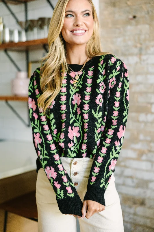 Stil Believe Black Floral Sweater