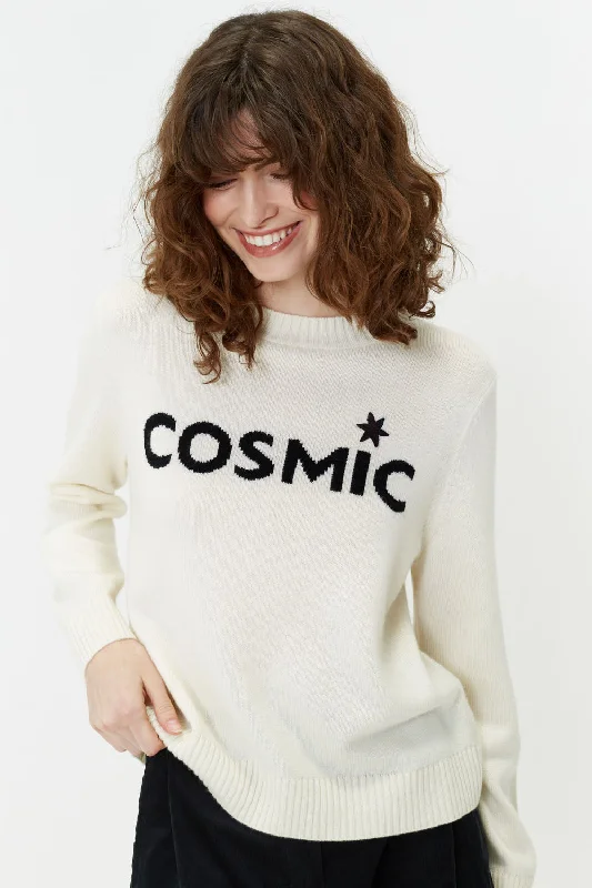 Cream Wool-Cashmere Cosmic Sweater