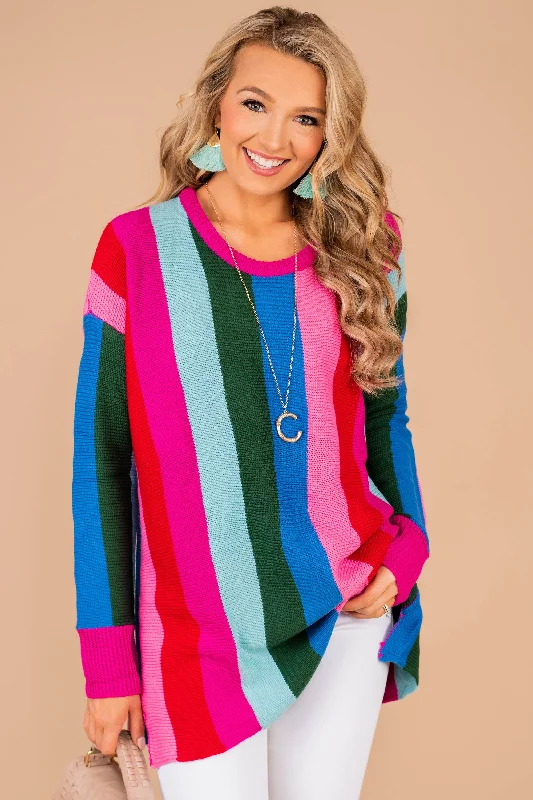 Want To Be Seen Magenta Purple Striped Sweater