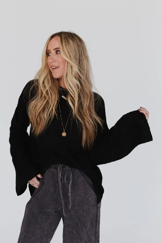 Tricks Up Her Sleeve Sweater - Black