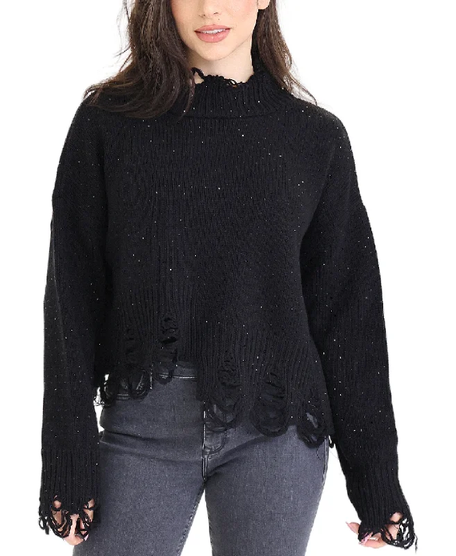 Distressed Sweater w/ Rhinestones