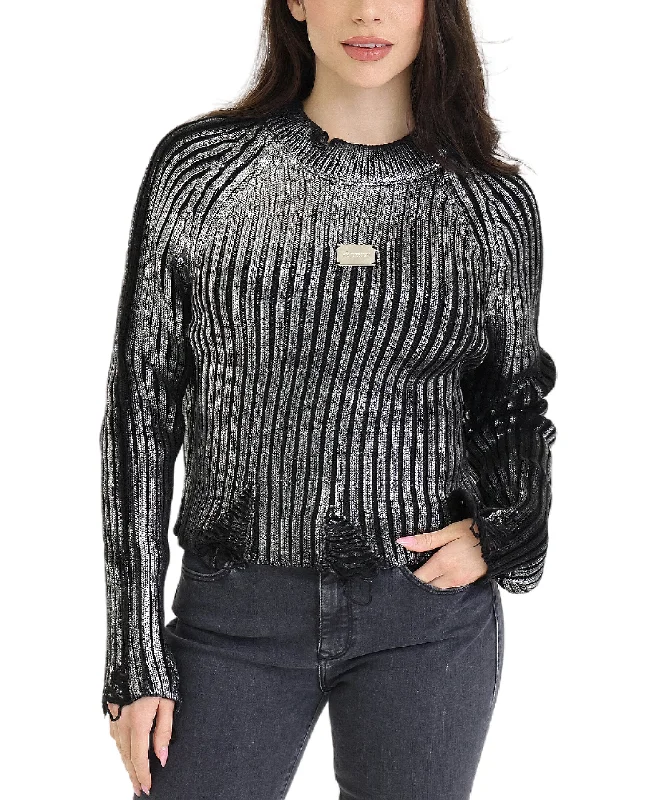 Ribbed Foil Sweater