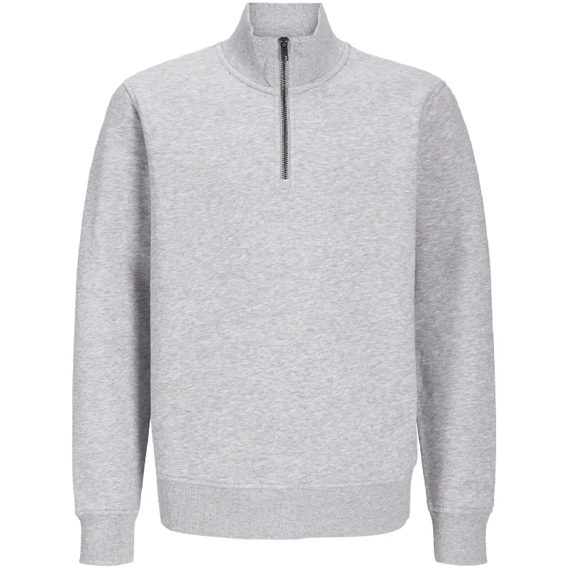 Jack & Jones Junior Light Grey Melange Bradley Sweatshirt Half Zip Noos