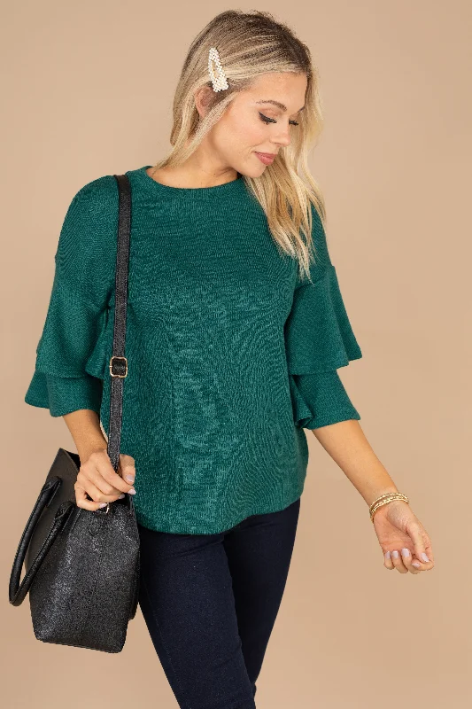 What It's All About Green Ruffled Sweater