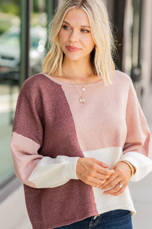 Over The Top Mauve Pink Colorblock Sweater