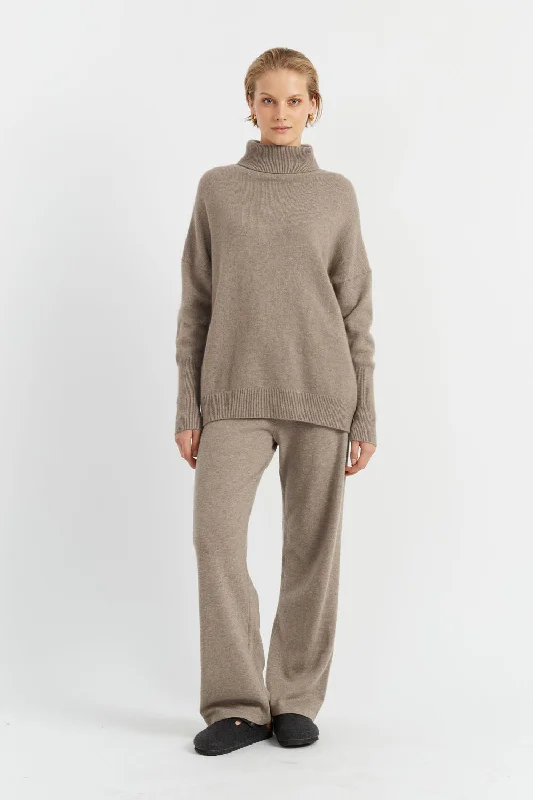 Soft-Truffle Cashmere Rollneck Sweater