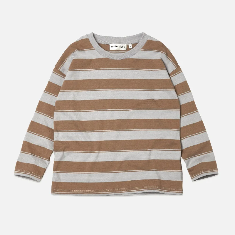 Cotton LS Tee - Dapple Grey/Bark Stripe