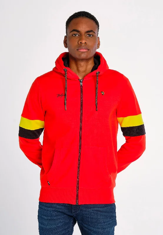 Sweatshirt homme rouge zippé avec capuche