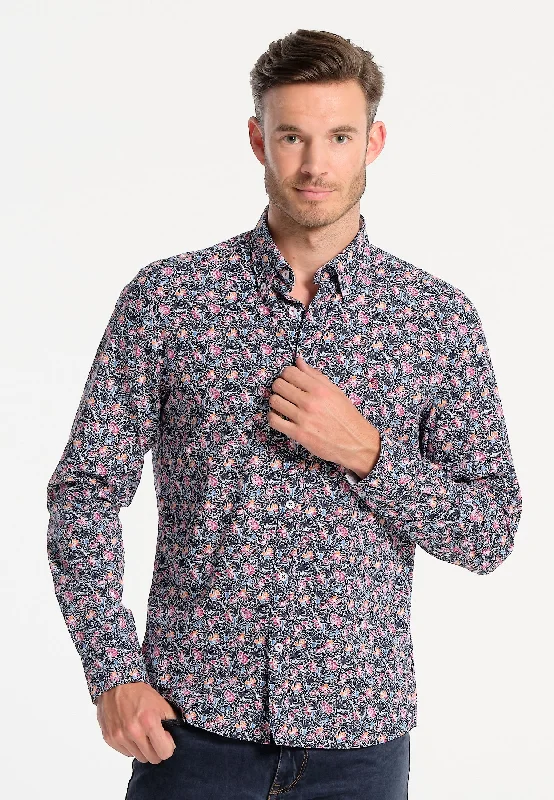 Chemise homme blanche avec imprimé fleuri