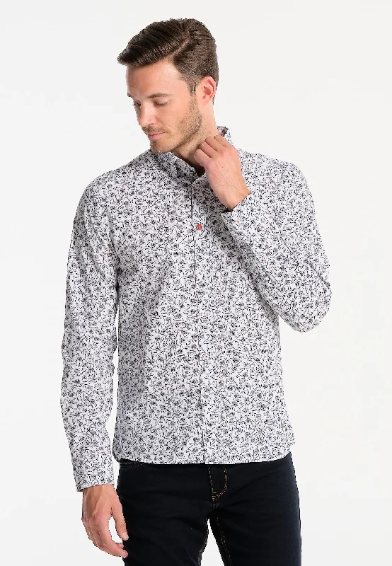 Chemise homme crème avec fleurs