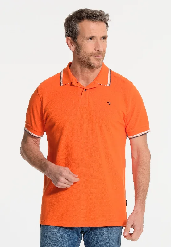 Polo homme orange avec logo dans le dos