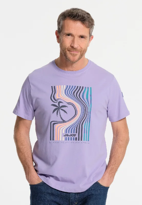 T-shirt homme mauve, plage et palmier