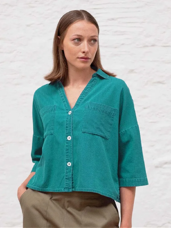 Ava Linen Oversized Blouse | Jade