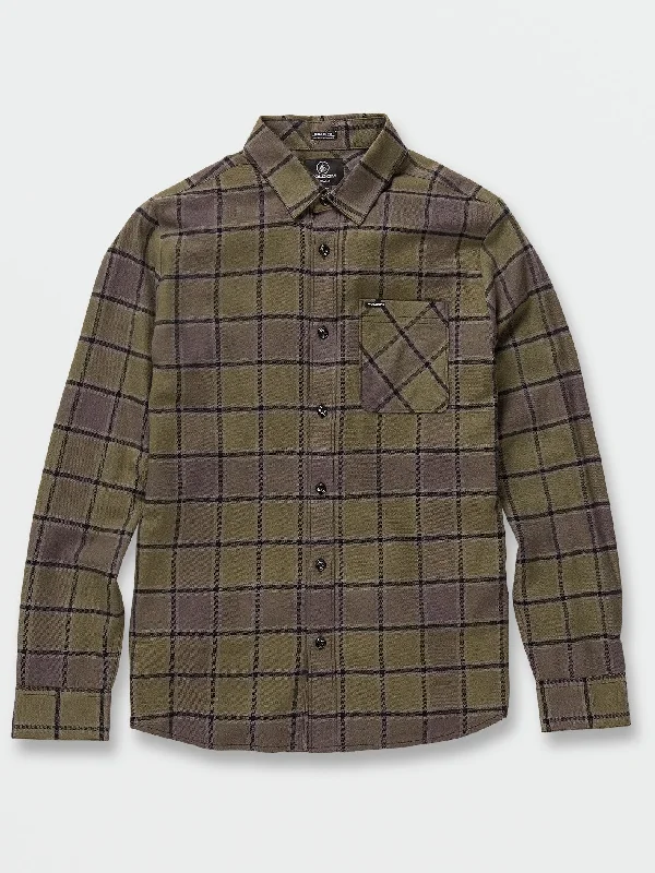 Big Boys Caden Plaid Long Sleeve Flannel - Military