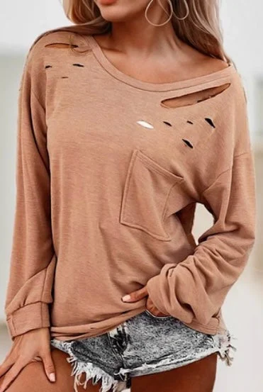 Distressed Long Sleeve Top