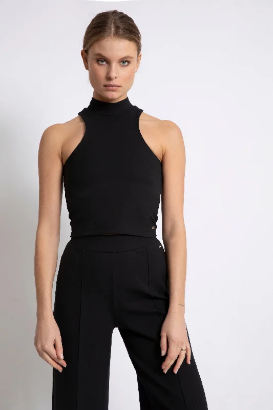 Donna turtle neck sleeveless top - Black