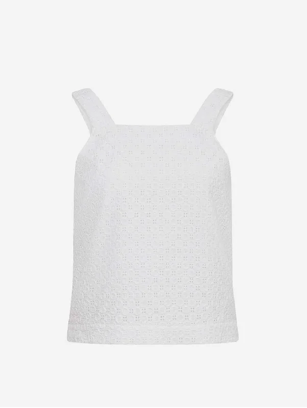 Iris Women's Organic Cotton Broiderie Top | Off White