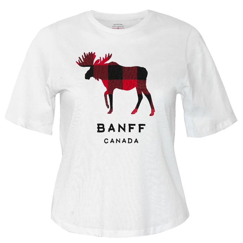 Ladies Red Moose T-Shirt Banff Canada