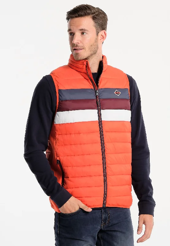 Veste homme orange avec bandes colorées