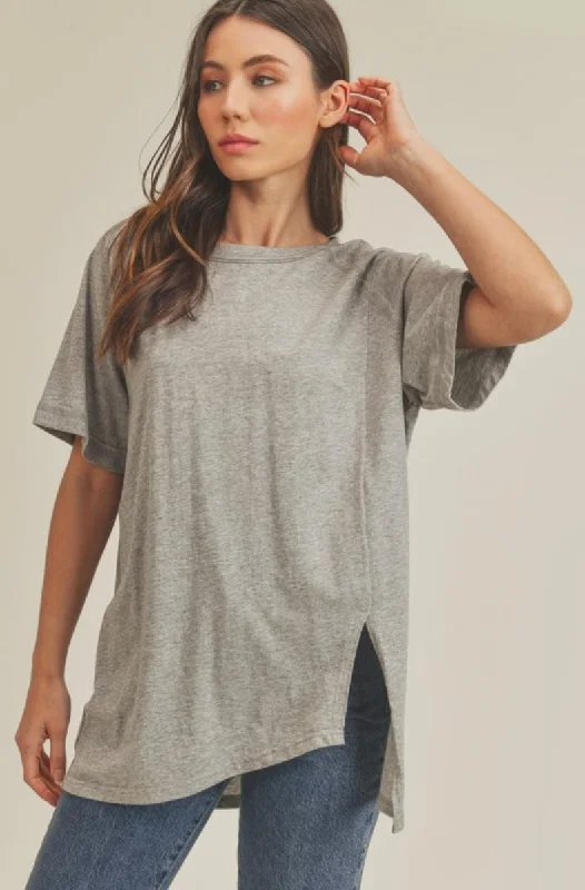 Oversized Split Bottom Crew Neck