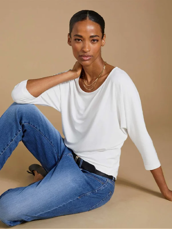 Spenser LENZING™ ECOVERO™ Relaxed Boat Neck Top | Pure White