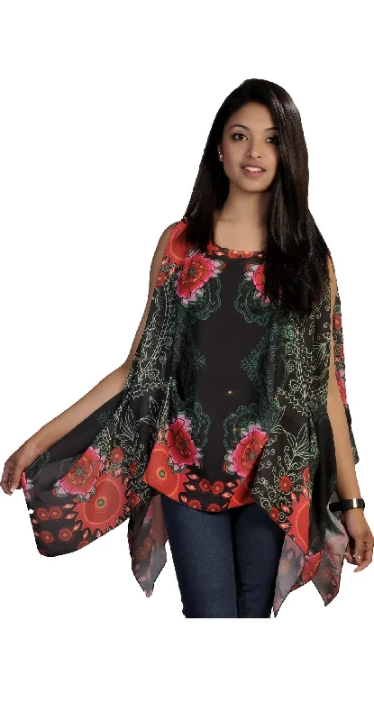 womens-colorful-flower-pattern-soft-pancho-design-dress