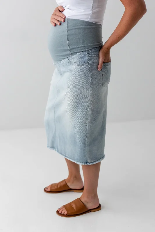 'Alanna' Maternity Denim Skirt in Light Wash FINAL SALE