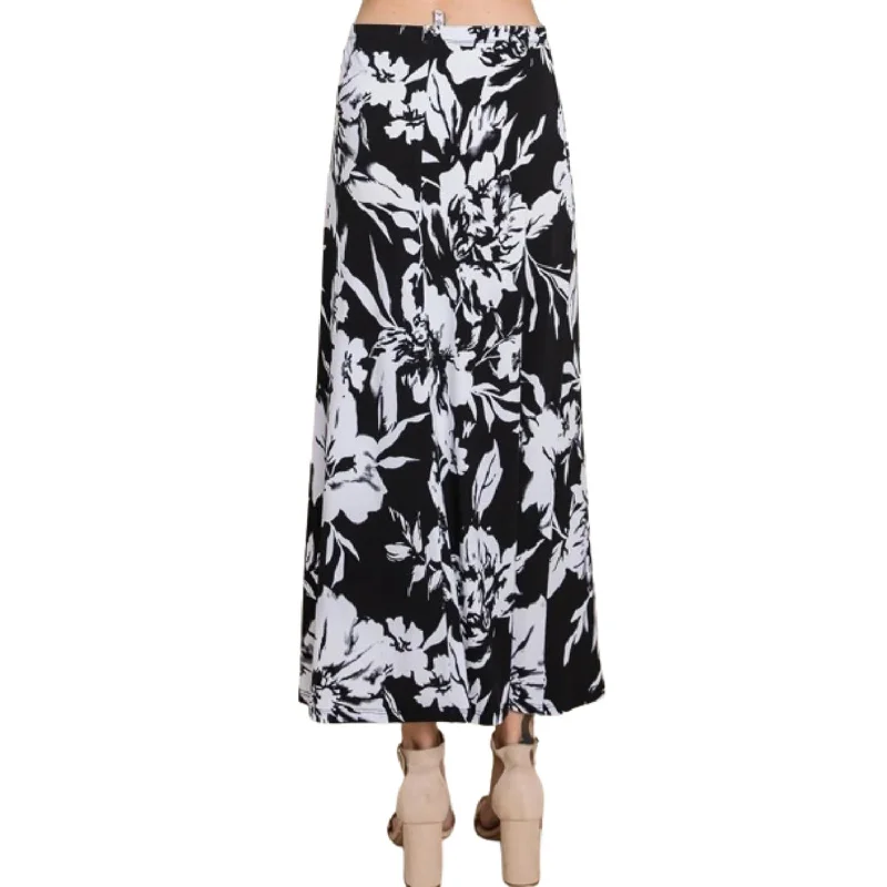 Floral Printed Maxi Skirt With Elastic Waistband