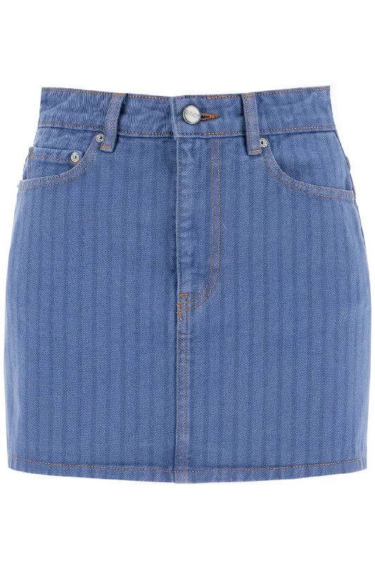 Ganni Women's "Striped Overdyed blue Mini