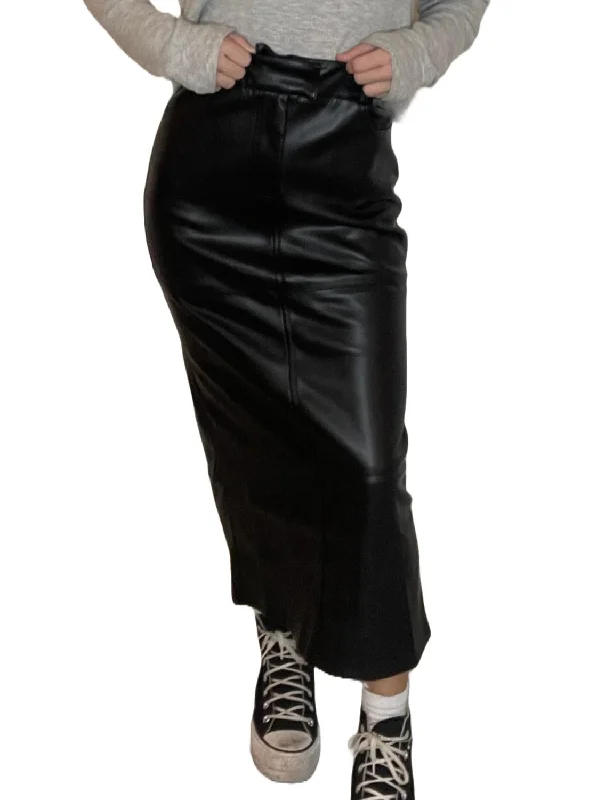 Kerrigan Maxi Faux Leather Skirt In Black