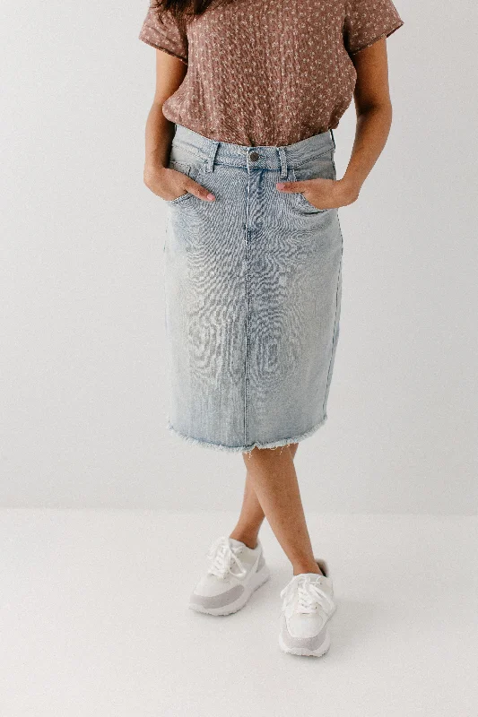 'Lily' Light Denim Knee Length Skirt FINAL SALE