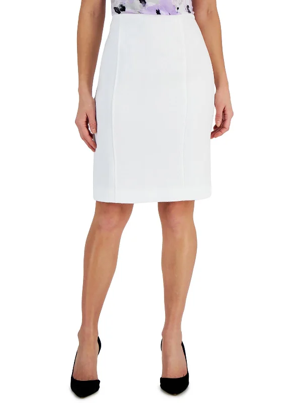 Petites Womens Above Knee Textured Pencil Skirt