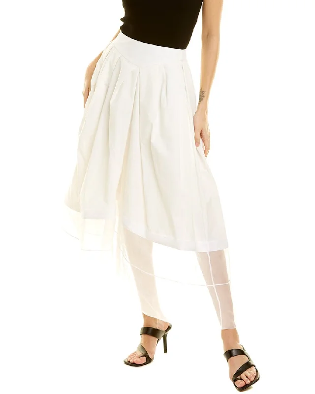 Rosie Assoulin Sheer Panel Silk-Lined Skirt