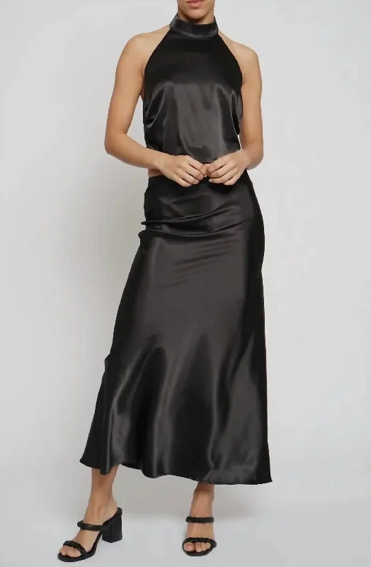 Satin Maxi Skirt In Black