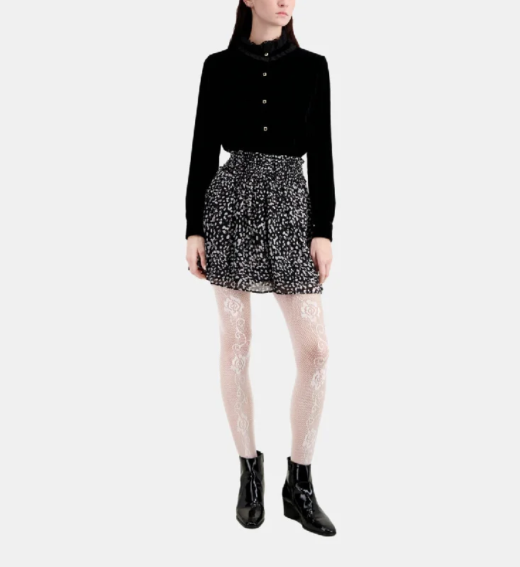 Short Printed Skirt With Smocking