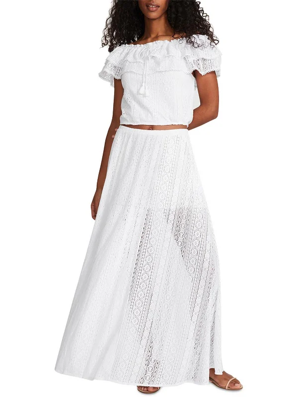 The Seeker Womens Lace Semi Sheer Maxi Skirt