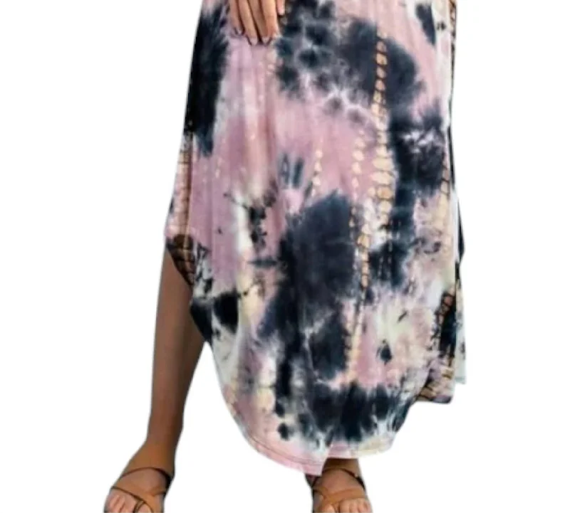 Tie Dye Smocked Waistband Maxi Skirt In Multi Color