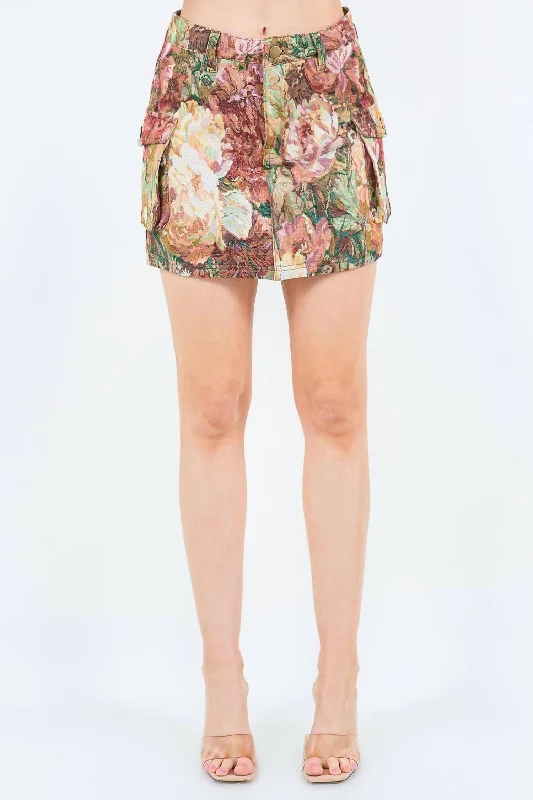 Trendy Jacquard Cargo Skirt In Multi