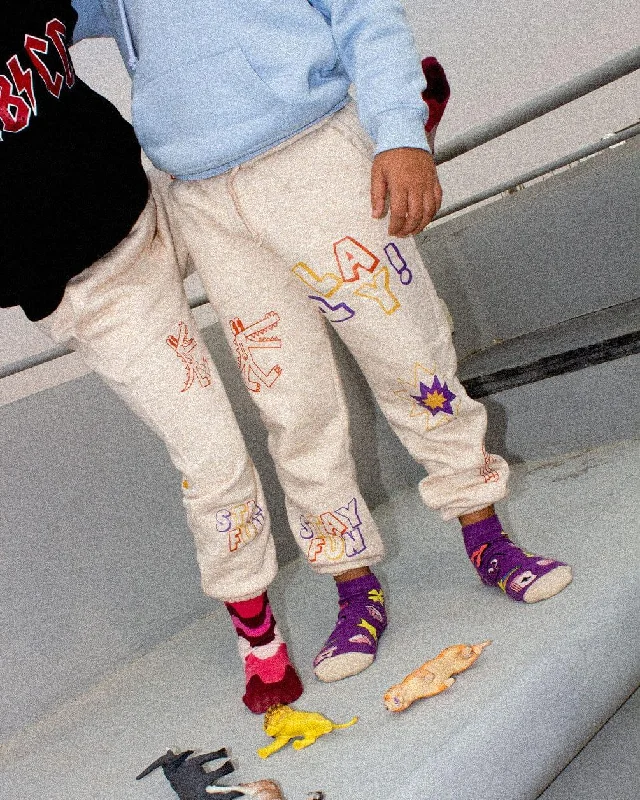 Beige Printed Kids Swants